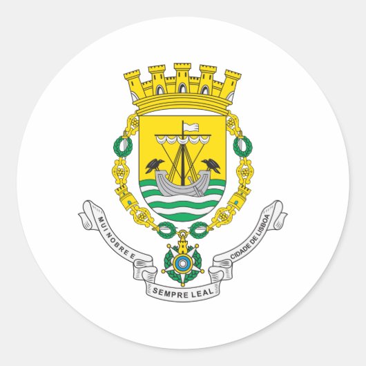 wapen van lissabon ronde sticker (Voorkant)