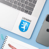 Wapen van Locarno, Zwitserland Sticker (Laptop met iPhone)