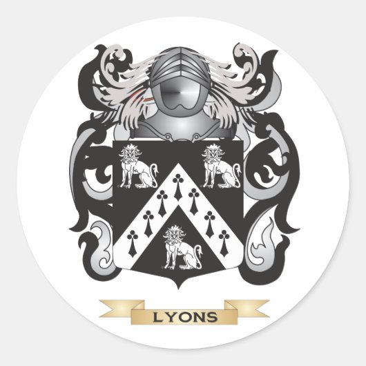 Wapen van Lyon (Family Crest) Ronde Sticker (Voorkant)