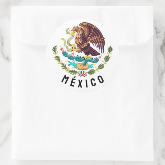 Wapen van Mexico Ronde Sticker (Tas)