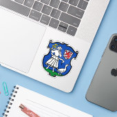 Wapen van Monheim am Rhein, Duitsland Sticker (Laptop met iPhone)