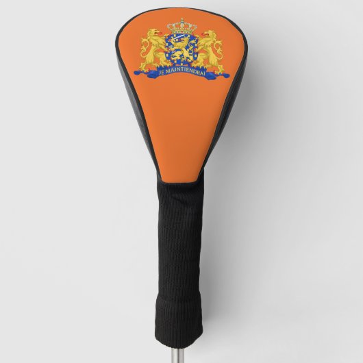 Wapen van Nederland op Oranje dct Golfheadcover (Voorkant)