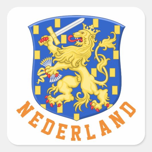 Wapen van Nederland Vierkante Sticker (Voorkant)