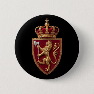Wapen van Noorwegen land coat of arms symbool embl Ronde Button 5,7 Cm