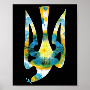 Wapen van Oekraïne in nationale kleuren Oekraïens Poster