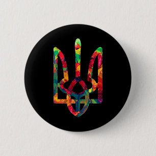 Wapen van Oekraïne in nationale kleuren Oekraïens Ronde Button 5,7 Cm
