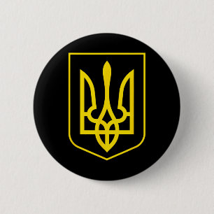 Wapen van Oekraïne - Slava Ukraini Ronde Button 5,7 Cm
