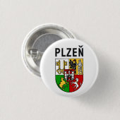 Wapen van Pilsen, Tsjechië Ronde Button 3,2 Cm (Voorkant /achterkant)