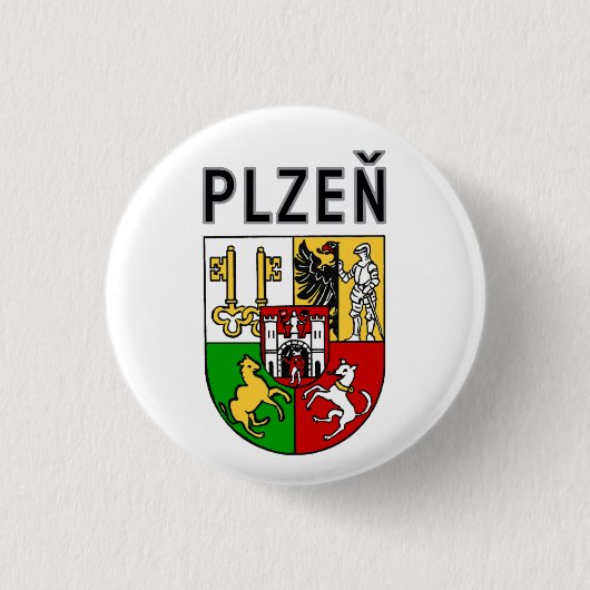 Wapen van Pilsen, Tsjechië Ronde Button 3,2 Cm (Voorkant)
