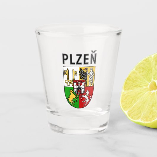 Wapen van Pilsen, Tsjechië Shot Glas (Voorkant)