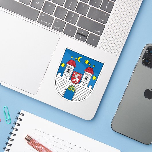 Wapen van Písek, Tsjechië Sticker (Laptop met iPhone)