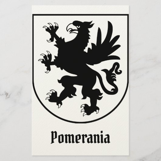 Wapen van Pommeren Zwart-wit Heraldisch Briefpapier (Voorkant)