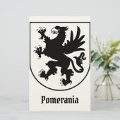 Wapen van Pommeren Zwart-wit Heraldisch Briefpapier (Staand voorkant)