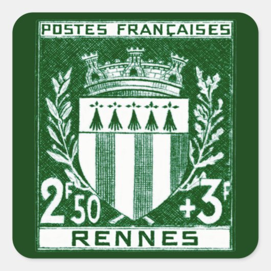 Wapen van Rennes, Frankrijk Vierkante Sticker (Voorkant)