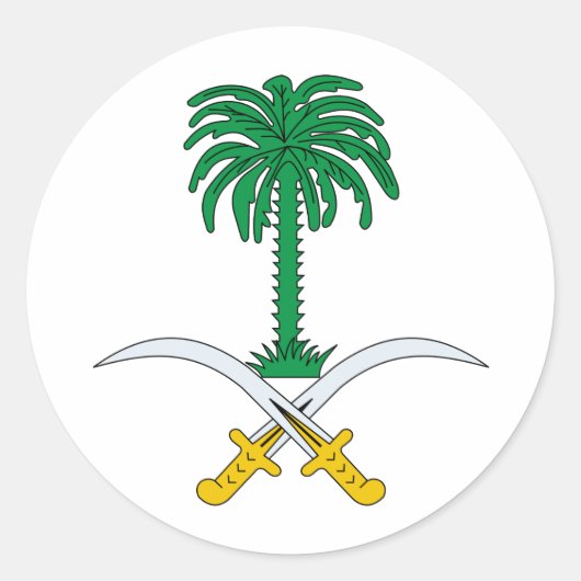 Wapen van Saudi-Arabië Ronde Sticker (Voorkant)