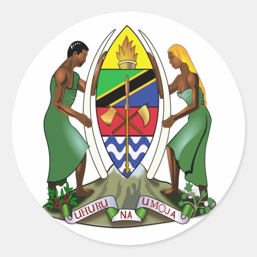 Wapen van Tanzania Ronde Sticker (Voorkant)