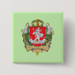 Wapen van Vilnius, Litouwen Knop Vierkante Button 5,1 Cm
