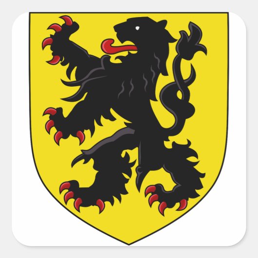 Wapen van Vlaanderen Vierkante Sticker (Voorkant)