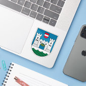 Wapen van Wels, Oostenrijk Sticker (Laptop met iPhone)