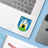 Wapen van Zagreb, Kroatië Sticker (Laptop met iPhone)