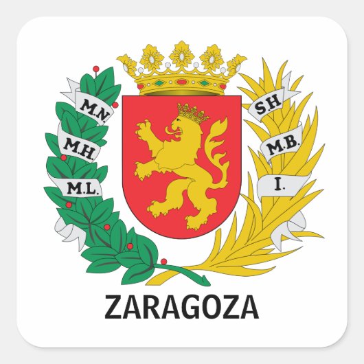 Wapen van Zaragoza, SPANJE Vierkante Sticker (Voorkant)