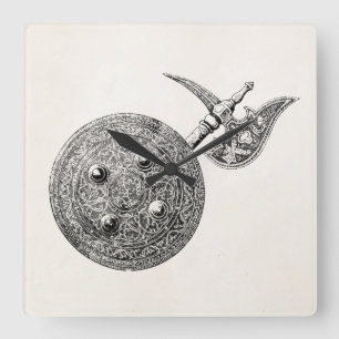 Wapenbekleding Ax schildvuurwapens Vierkante Klok