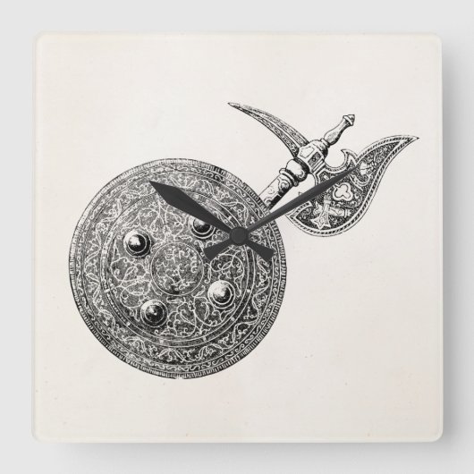 Wapenbekleding Ax schildvuurwapens Vierkante Klok (Voorkant)