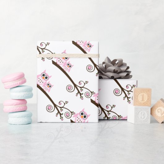 Wapend papier met whitepaper & roze boomthema (Baby Shower)
