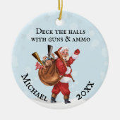 Wapenliefhebber Kerstman Deck de hallen Monogram N Keramisch Ornament (Voorkant)