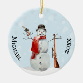 Wapenliefhebber Schutter Sneeuwman Keramisch Ornament (Voorkant)