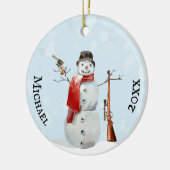 Wapenliefhebber Schutter Sneeuwman Keramisch Ornament (Links)
