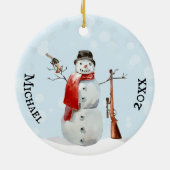 Wapenliefhebber Schutter Sneeuwman Keramisch Ornament (Achterkant)