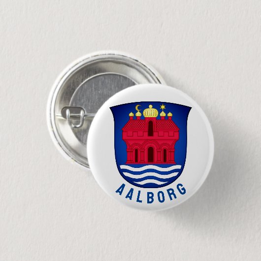Wapenmantel Aalborg - DENEMARKEN Ronde Button 3,2 Cm (Voorkant /achterkant)