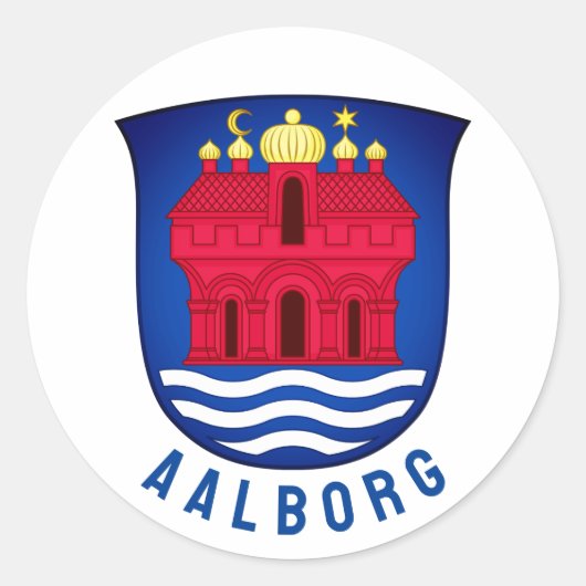 Wapenmantel Aalborg - DENEMARKEN Ronde Sticker (Voorkant)
