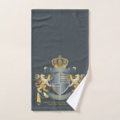 Wapenmantel Metallic Blue Gold Lion Ombre Emblem Bad Handdoek (Handdoek)