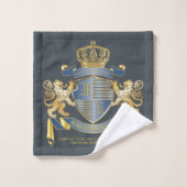 Wapenmantel Metallic Blue Gold Lion Ombre Emblem Bad Handdoek (Wasdoekje)