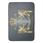 Wapenmantel Metallic Blue Gold Lion Ombre Emblem Badmat (Voorkant Verticaal)