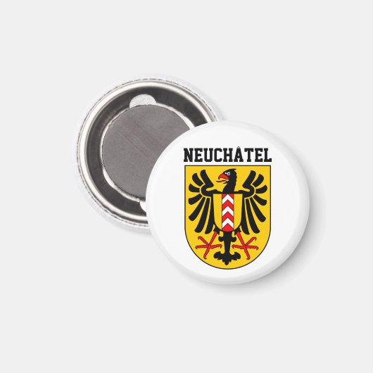 Wapenmantel Neuchâtel, Zwitserse Sleutelhanger Magneet (Voorkant / Achterkant)