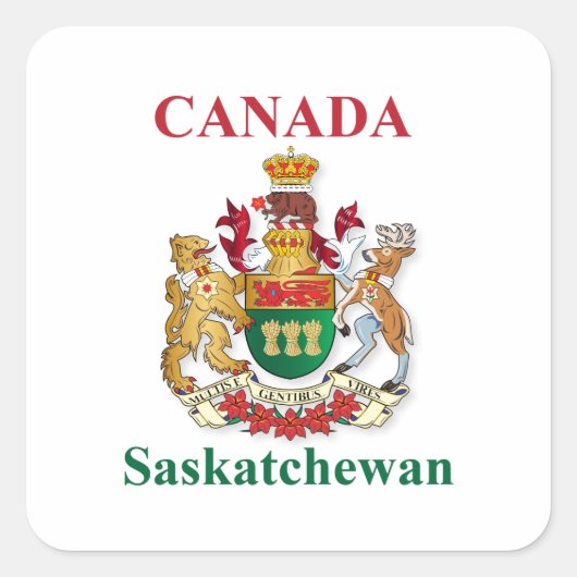 Wapenmantel Saskatchewan Vierkante Sticker (Voorkant)