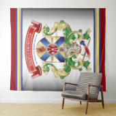 Wapenmantel Silver Knight Shield Dragon Monogram Wandkleed (In Situ (horizontaal))