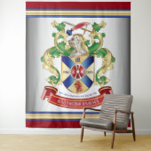 Wapenmantel Silver Knight Shield Dragon Monogram Wandkleed (In situ)