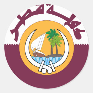 wapenmantel van qatar ronde sticker