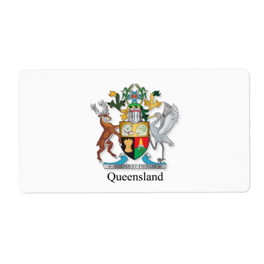 Wapenmantel van Queensland Etiket (Voorkant)