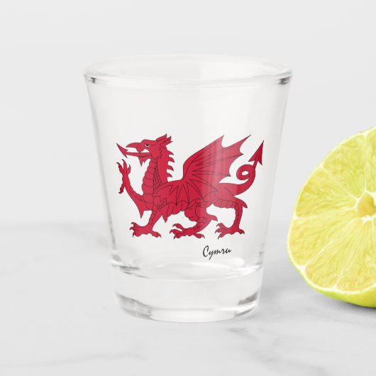 Wapenmantel Wales & Welsh, vlag /Cymru party Shot Glas (Voorkant)