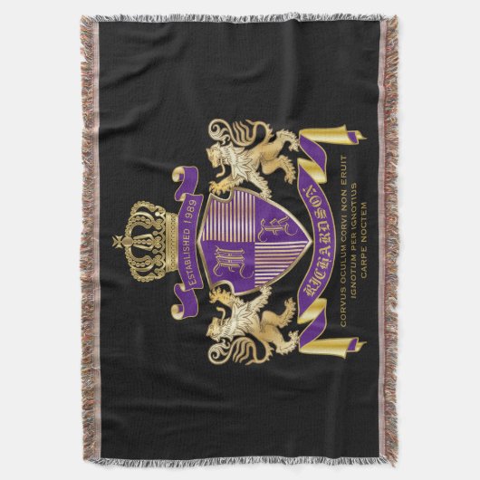 Wapenmonogram Emblem Golden Lion Shield Deken (Voorkant Verticaal)