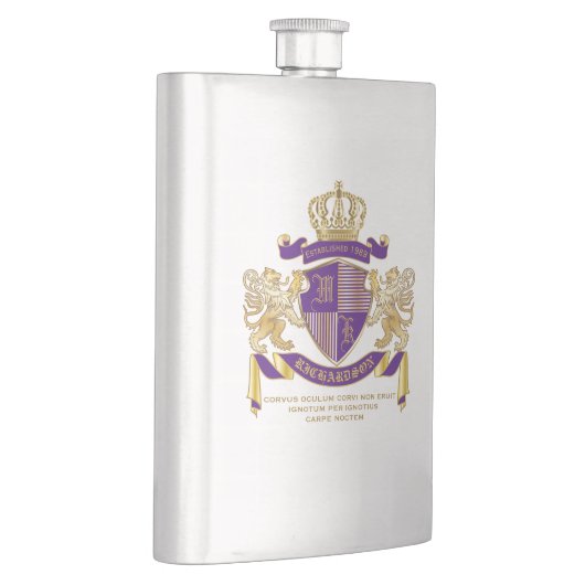 Wapenmonogram Emblem Golden Lion Shield Heupfles (Rechts)