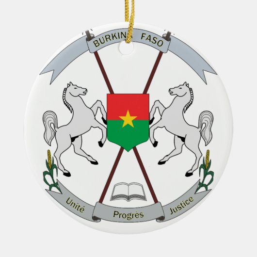 Wapenmunt Burkina Faso - Armoiries Burkina Faso Keramisch Ornament (Voorkant)