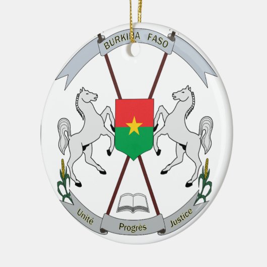 Wapenmunt Burkina Faso - Armoiries Burkina Faso Keramisch Ornament (Links)