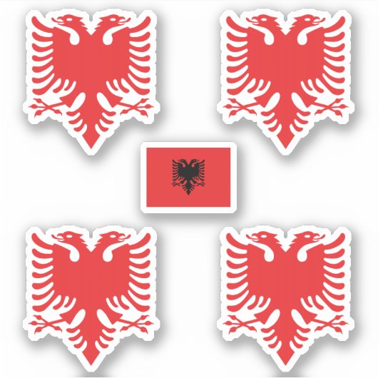 Wapenmunt en vlag van Albanië Sticker (Voorkant)
