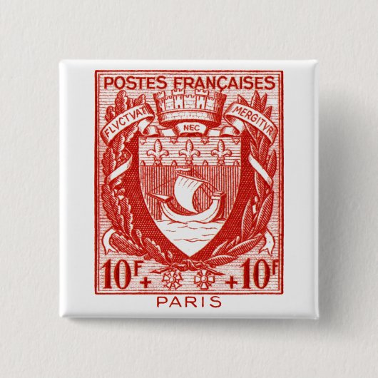 Wapenmunt Parijs, Frankrijk Vierkante Button 5,1 Cm (Voorkant)